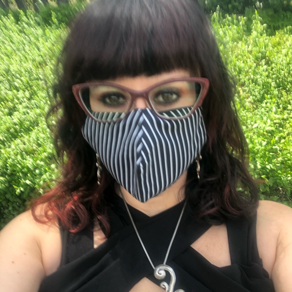 Face Mask Black and White Stripes